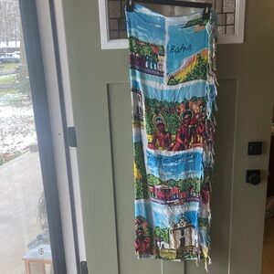 BaliBeach Bahia Porto Seguro Print Blue Sarong Wrap Shawl Scarf 60” x 45.5” EUC